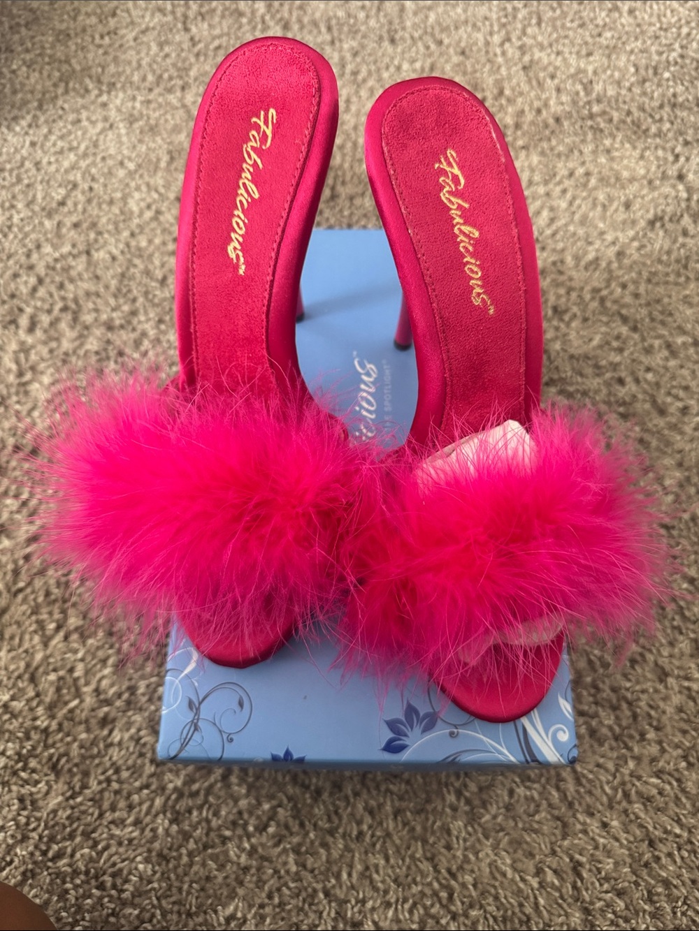 Women’s Hot Pink Feather Slide Heels